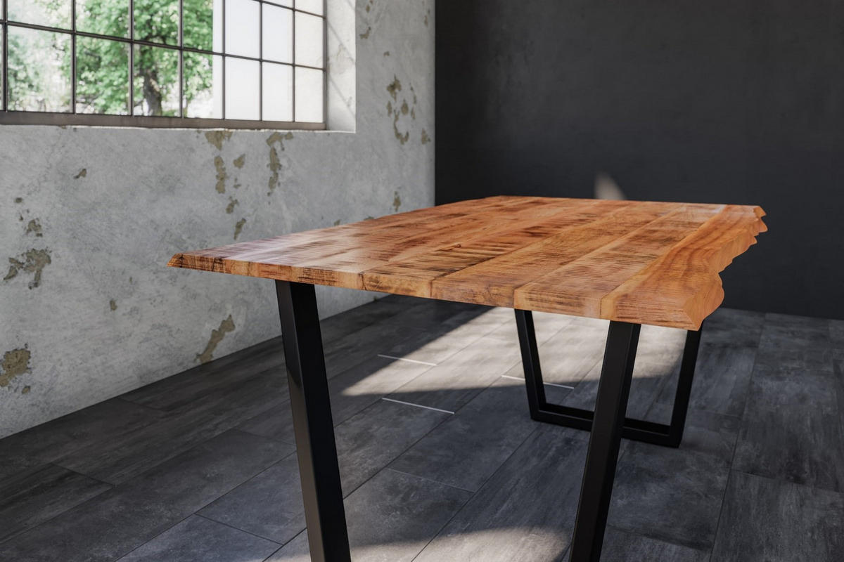 ESSTISCH DORA V - Beige/Schwarz, Holz/Metall (85/160/77cm) - SAM