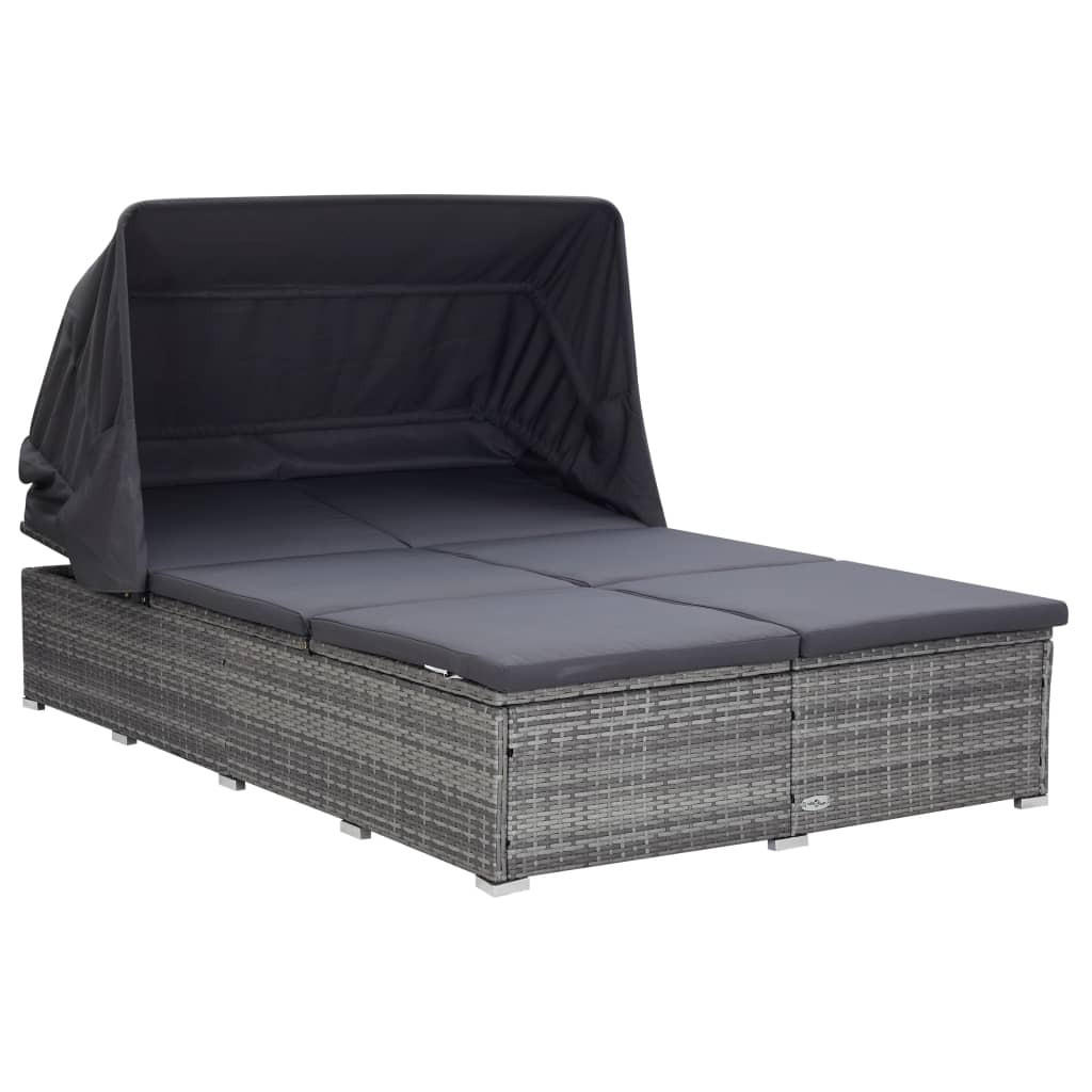vidaXL Sonnenliege-2-Personen Dunkelgrau 145x80x202 cm