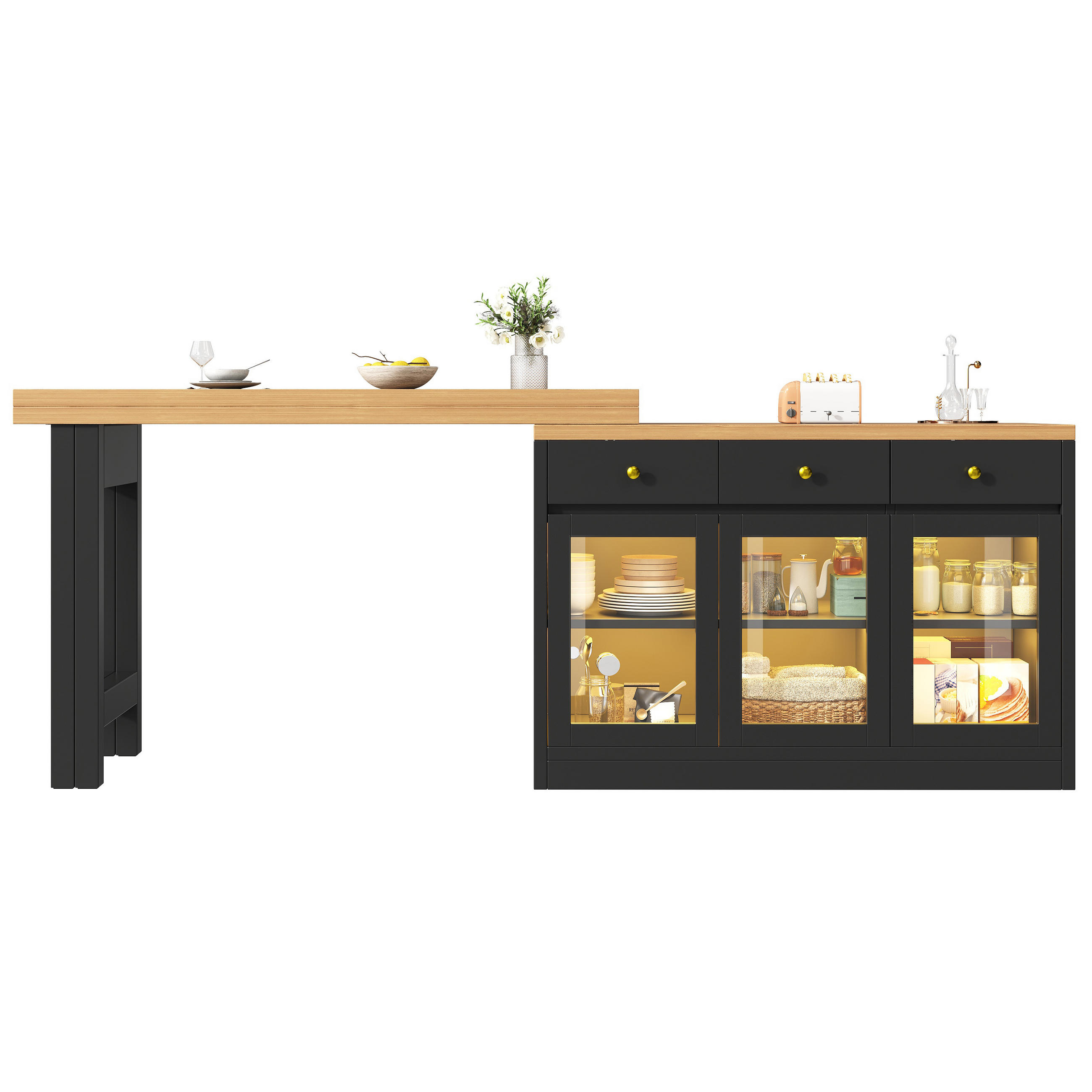 Pangivo Ausziehtisch Schwarz 120x75.5x40 cm