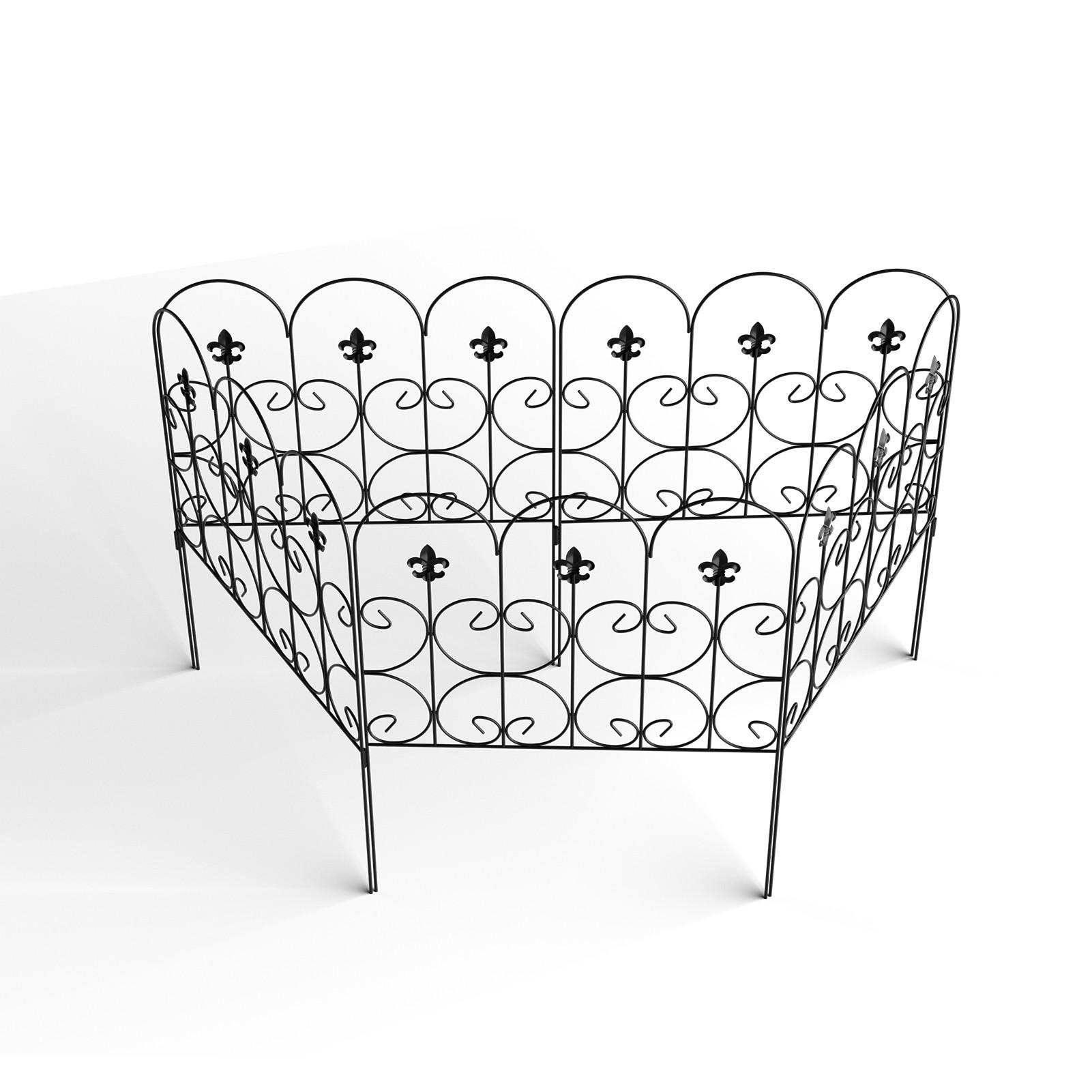 GARTENZAUN Lattenzaun 5Stück aus Metall in Schwarz Abnehmbares Design Robuste Metallkonstruktion je Paneel: 61 cm B × 81.5 cm H - Schwarz, Metall (61cm) - Livingandhome