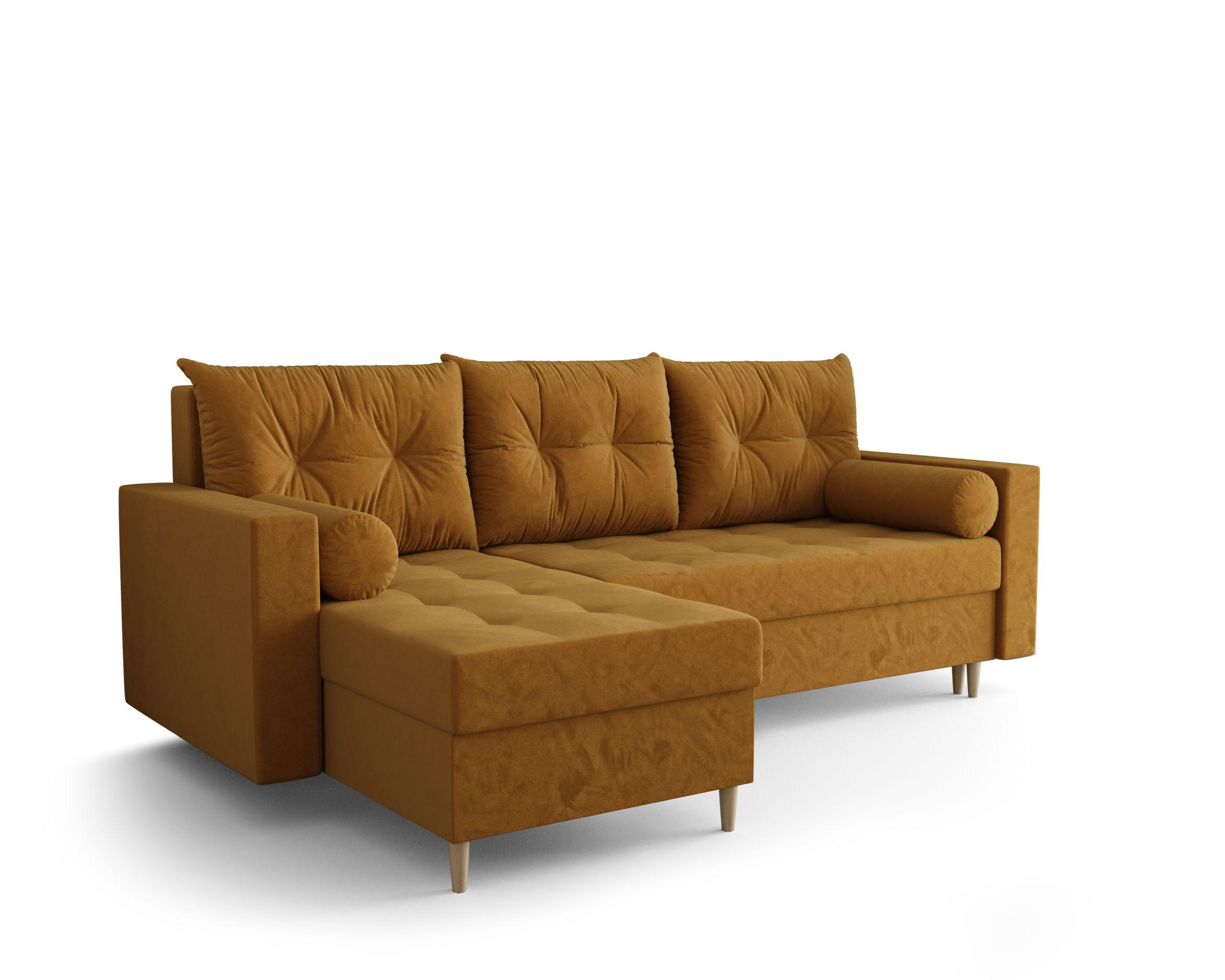 ECKSOFA SKANDI Itaka 33 Links mit Schlaffunktion - Goldfarben, Textil (230/145cm) - Bedante