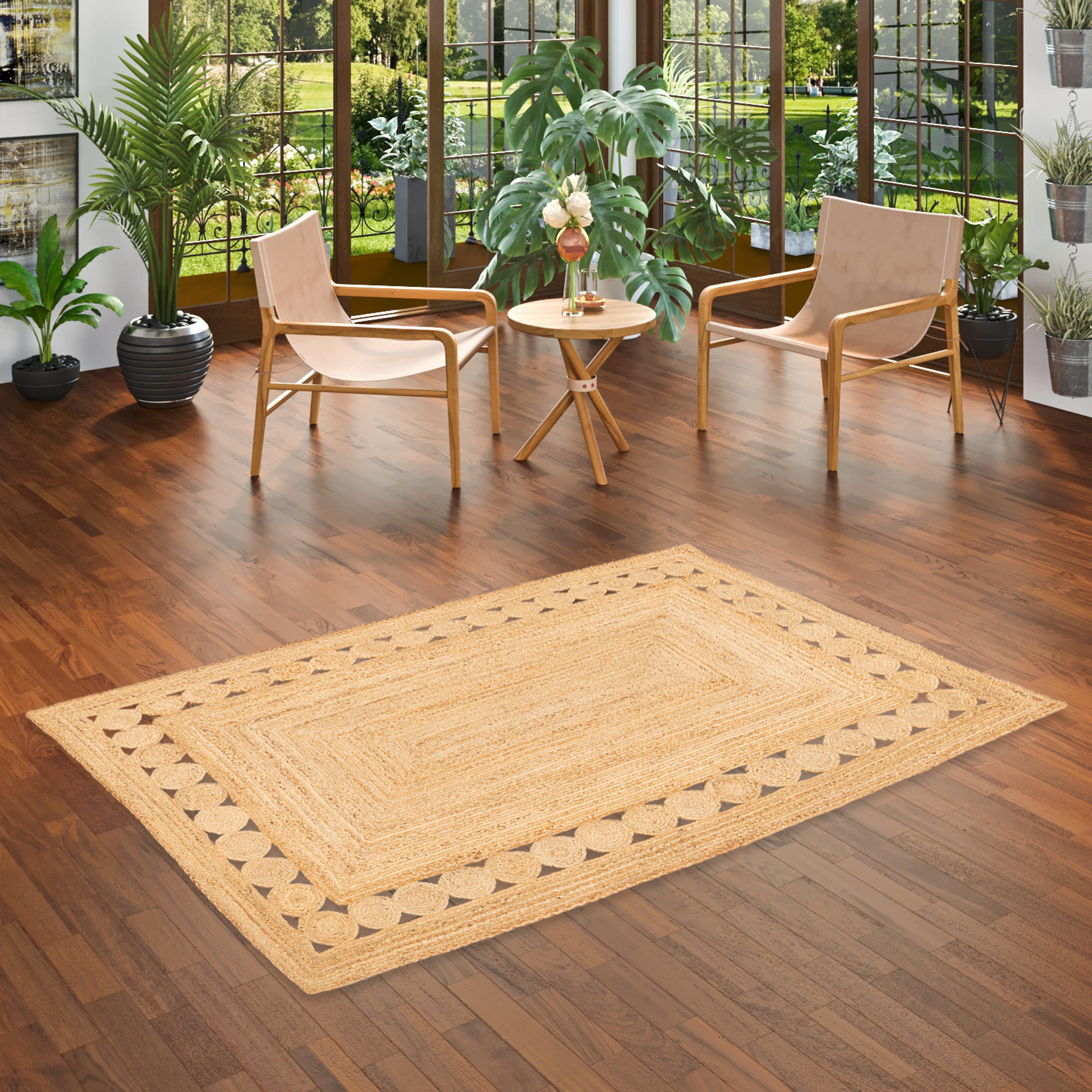 NATURFASER TEPPICH JUTE SALSA ETHNO BORDÜRE - Beige, Textil (200/300cm) - Pergamon