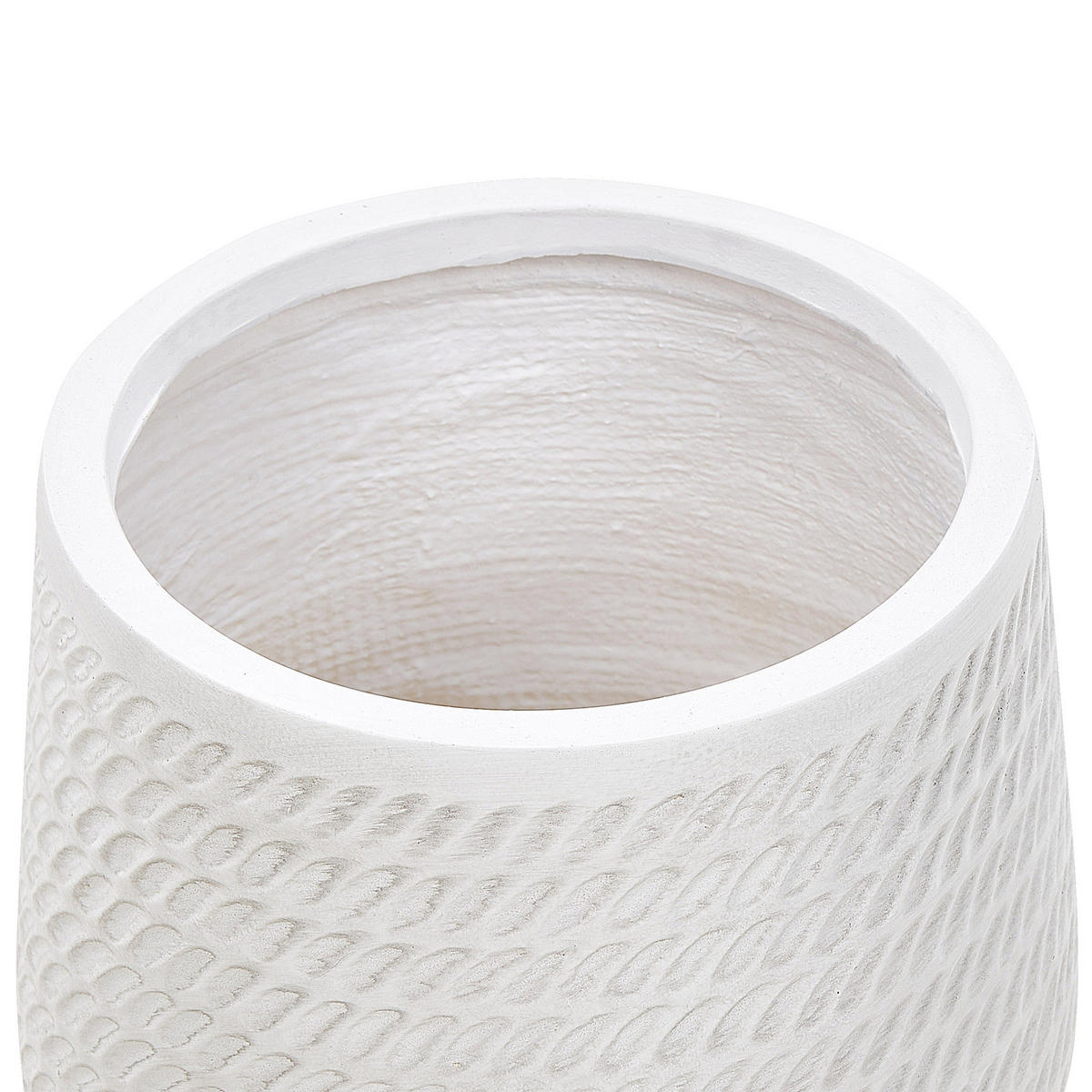 BLUMENTOPF cremeweiß rund 27/27/32 cm Livadia - Weiß, Naturmaterialen (32cm) - Beliani