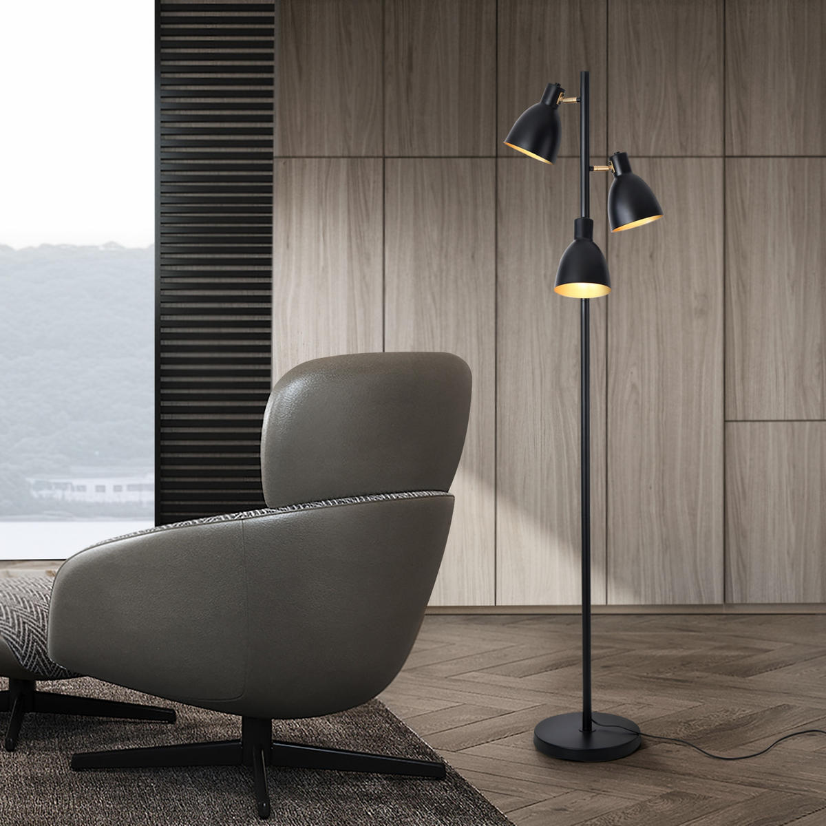 STEHLEUCHTE Witney - Schwarz, Metall (25/25/154cm) - lux.pro