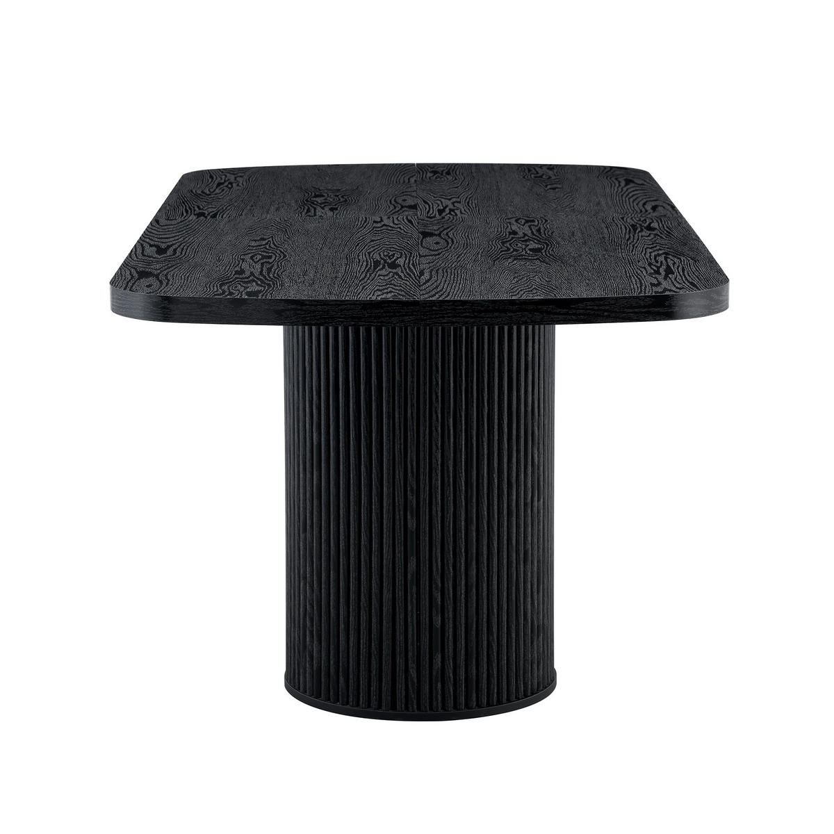 ESSTISCH mit geriffeltem Säulenfuß DE-40052 Schwarz - Schwarz, Holzwerkstoff (90/180/76cm) - ComfortXL