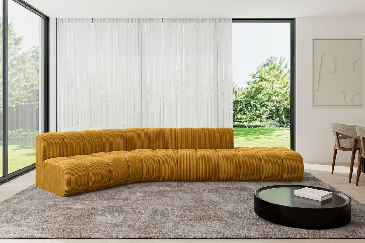ECKSOFA modulares Sofa Brilo-L1 - 380x174x70 cm Senfgelb - Currygelb, Holzwerkstoff/Textil (380/174cm) - ALTDECOR