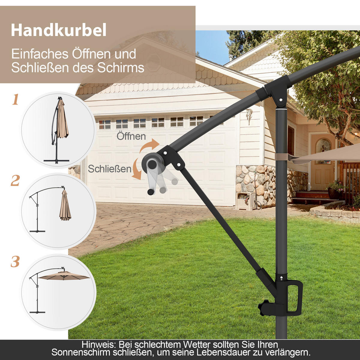 AMPELSCHIRM Kaffee - Braun, Kunststoff (300/300cm) - COSTWAY