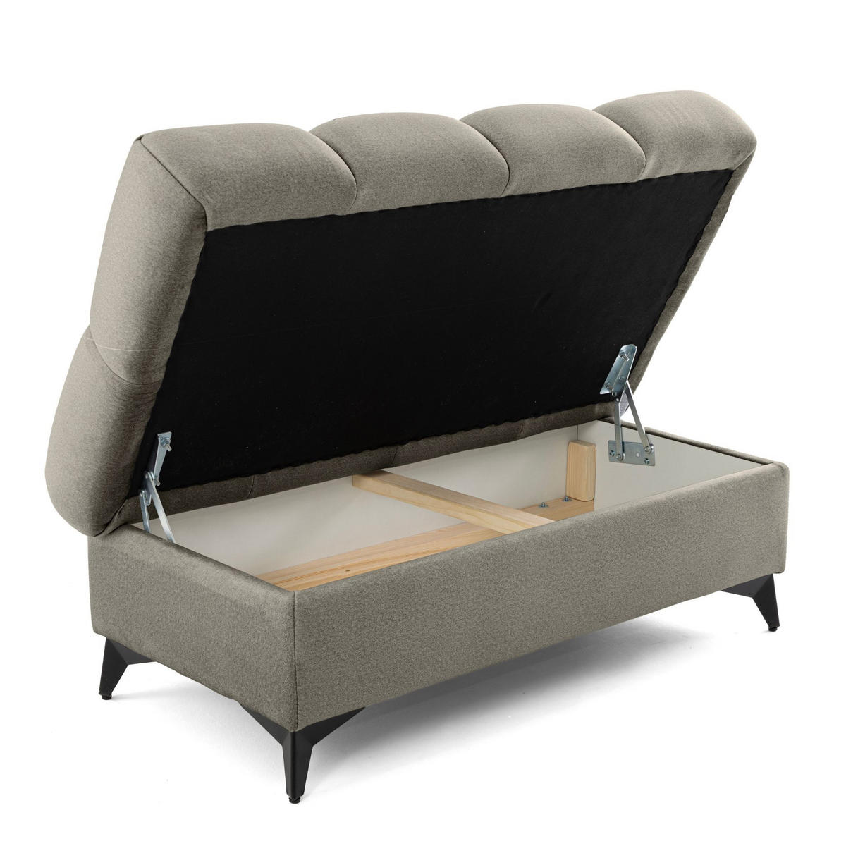 POUF PUDDING 110 x 60 cm Velours Beige - Beige/Schwarz, Holz/Textil (110/43/60cm) - Muffo
