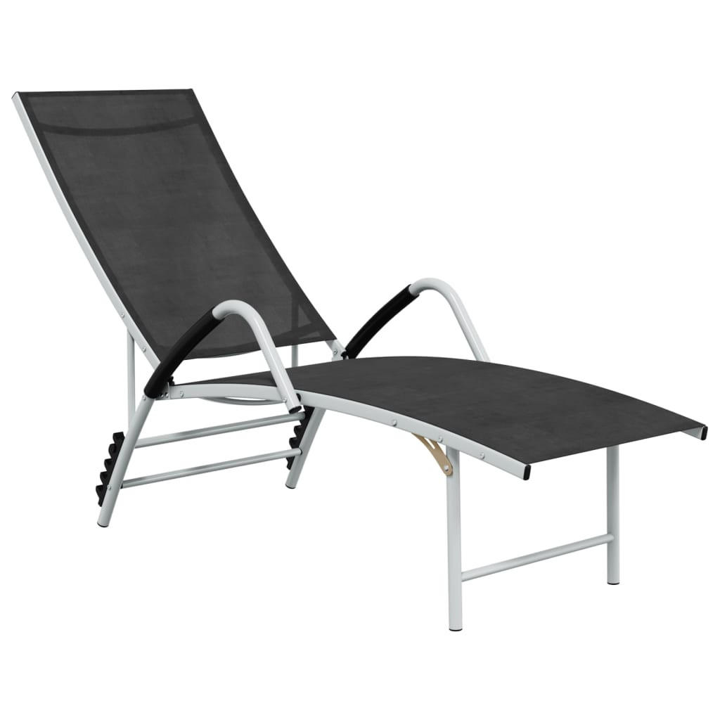 SONNENLIEGE Textilene und Aluminium Schwarz - Schwarz, Metall (60.5/51/193cm) - furnicato