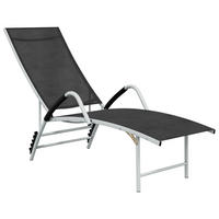 SONNENLIEGE Textilene und Aluminium Schwarz - Schwarz, Metall (60.5/51/193cm) - furnicato