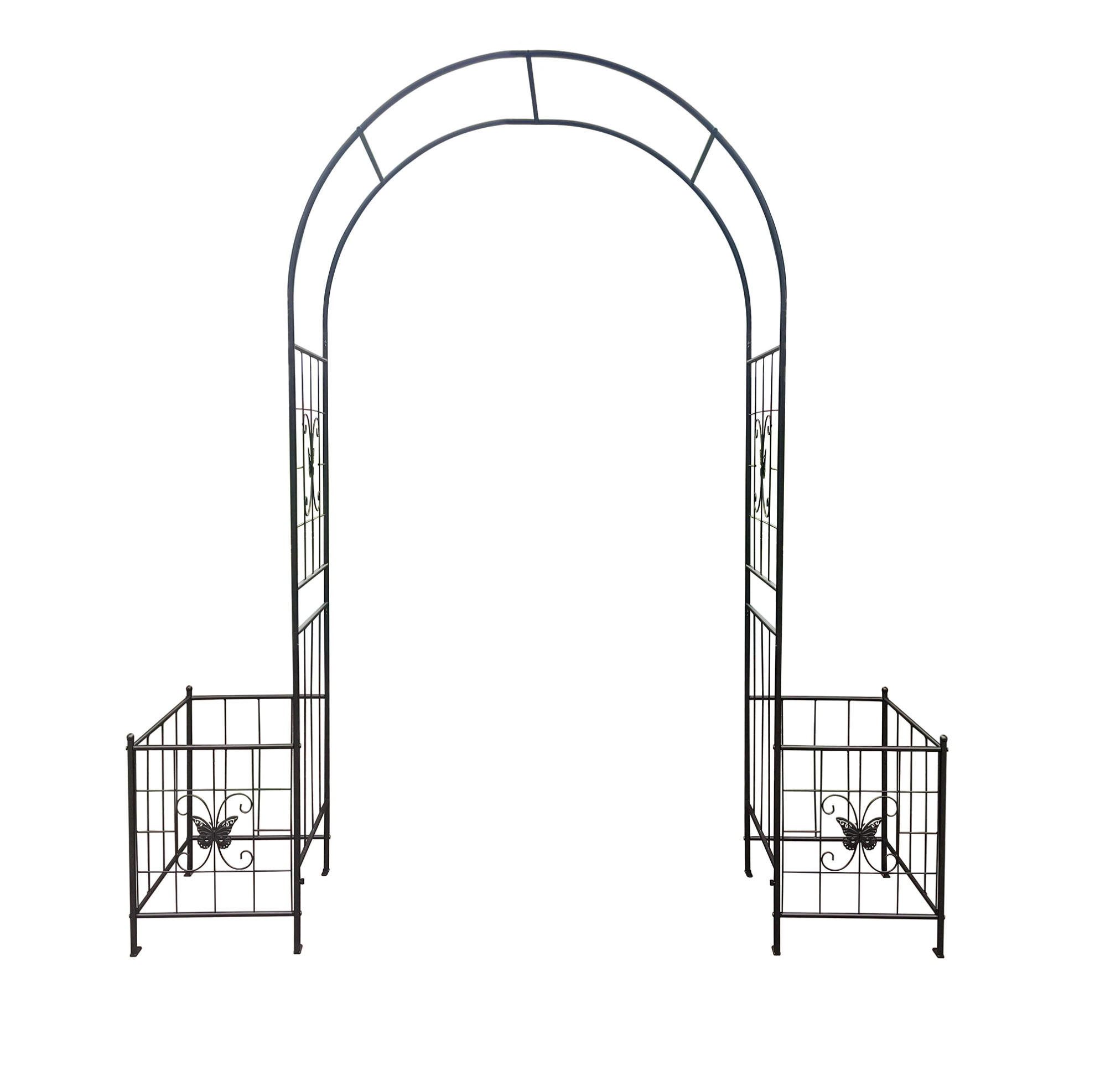 BLUMENKASTENHALTER aus Metall 202x50x218 cm in Schwarz mit stabiler Rankhilfe - Schwarz, Metall (50/218/202cm) - Modfu
