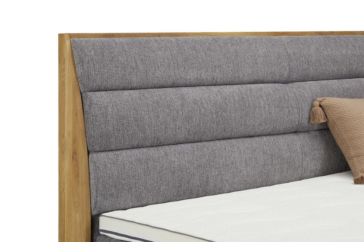 BOXSPRINGBETT 140/160/180x200 – inkl. Bettkasten, 7‑Zonen‑Taschenfederkern-Matratze und Topper - Anthrazit/Silberfarben, Holz/Textil (200/200cm) - Cotta