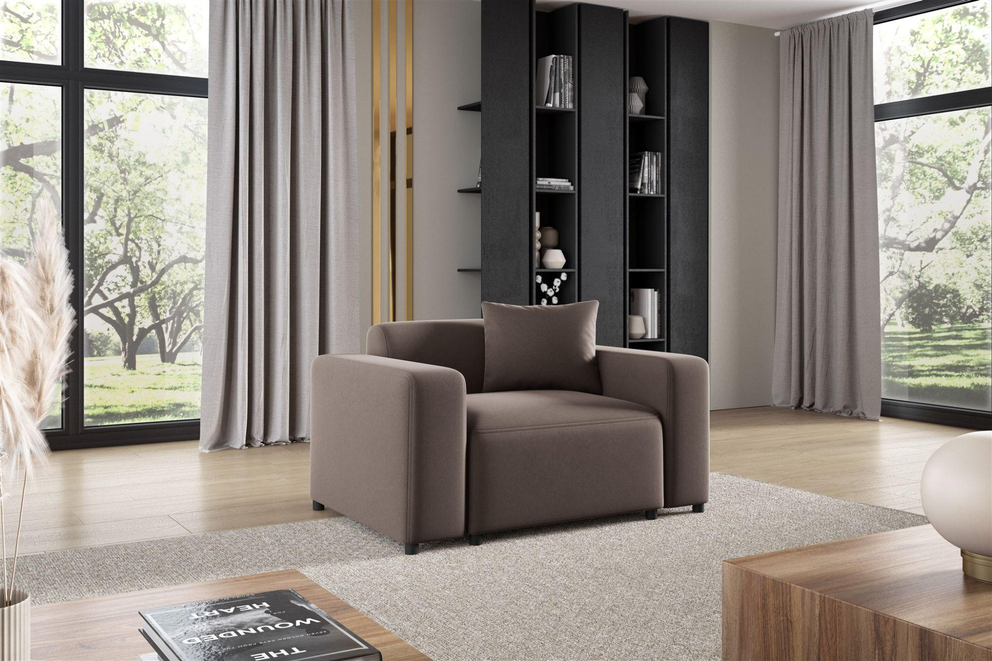 SESSEL Megan In Salvador - Braun, Holzwerkstoff/Textil (145/75/98cm) - Fun Möbel