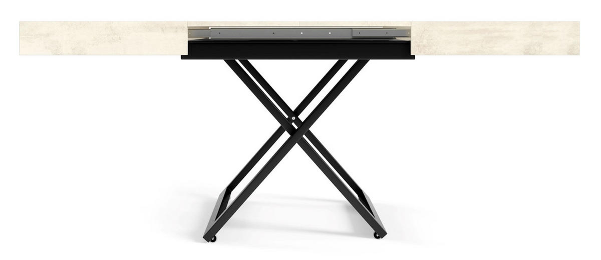 COUCH-/ESSTISCH Sanna U Chromix weiß 120 - 200 / 80 / 27 - 80cm - Ecru/Schwarz, Holz/Holzwerkstoff (80/120/27cm) - Feldmann-Wohnen