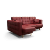ECKSOFA KONGO RBN12, Eckcouch in L-Form mit Schlaffunktion, Farbe: Rot, Kunstleder, Ottomane Links - Rot, Textil (225/158cm) - O-Sofa