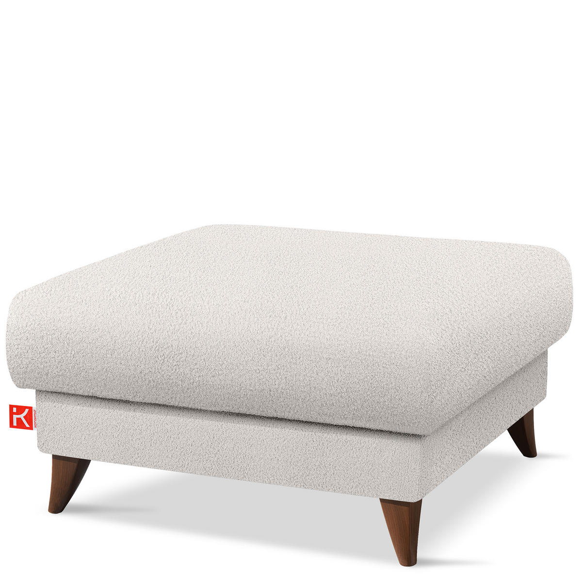 HOCKER GUSTAVO Bouclé, Weiß - Weiß, Holz/Holzwerkstoff (92/49/92cm) - KONSIMO®