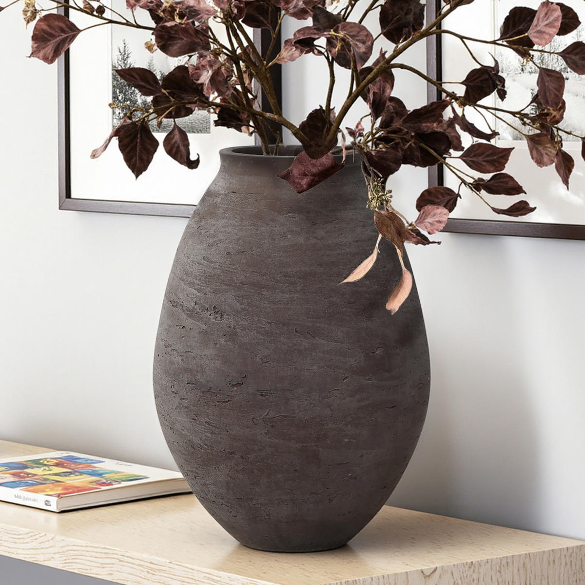 VASE Koro, 32,5 cm Hoch - Dunkelbraun, Keramik (32.5cm) - Hometopia