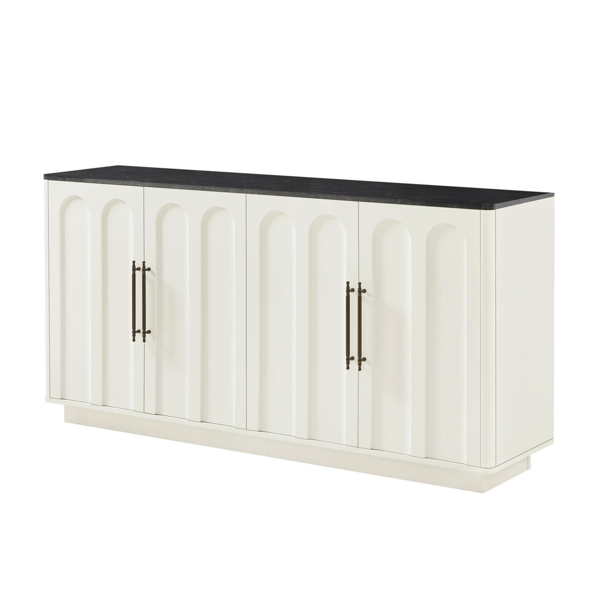 SIDEBOARD 160/40/80 cm weiß-schwarz aus MDF mit Soft-Close - Weiß, Holzwerkstoff (40/80/160cm) - OKWISH