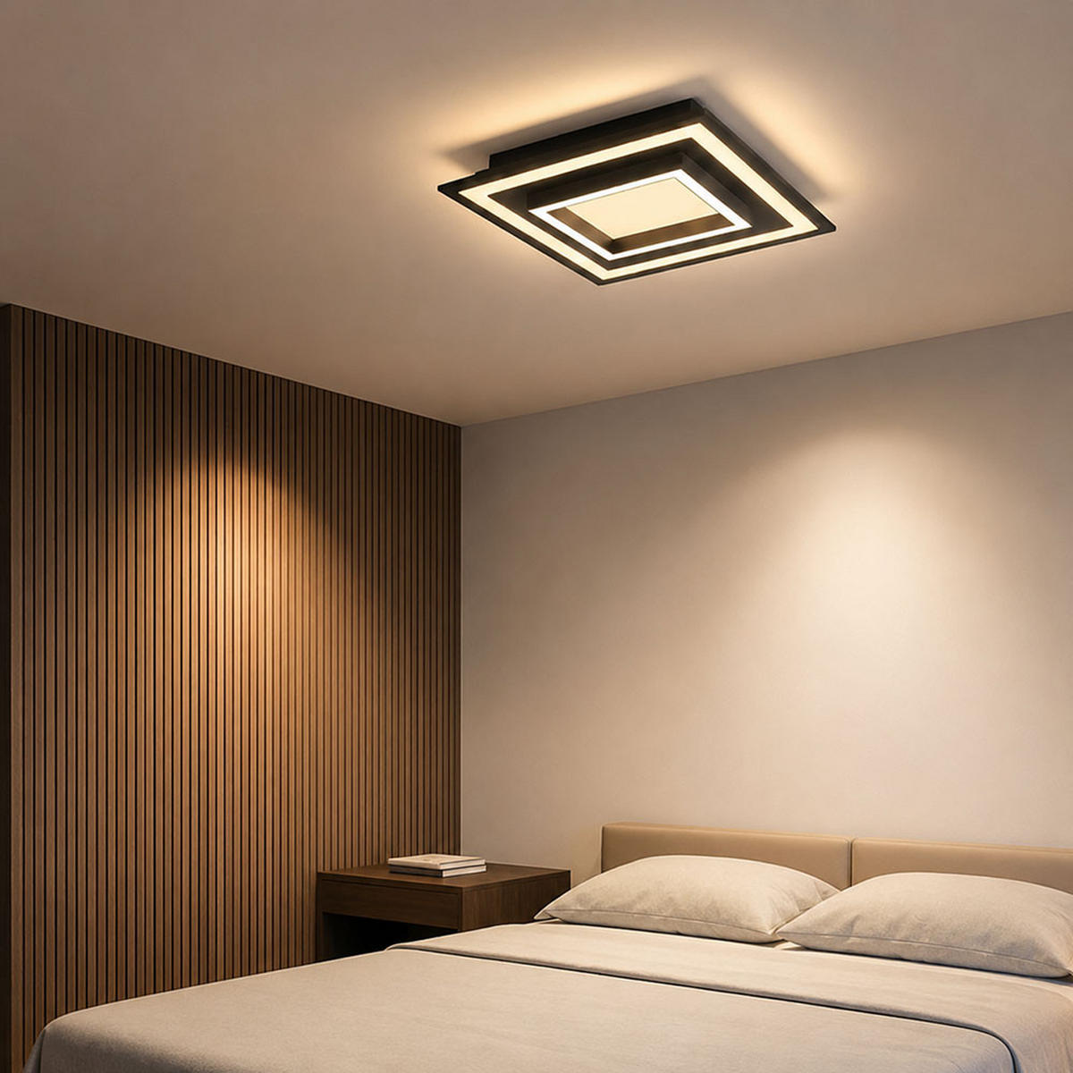 DECKENLEUCHTE LED Stahl, Schwarz, schwenkbar - Schwarz, Metall (45/45/7cm)