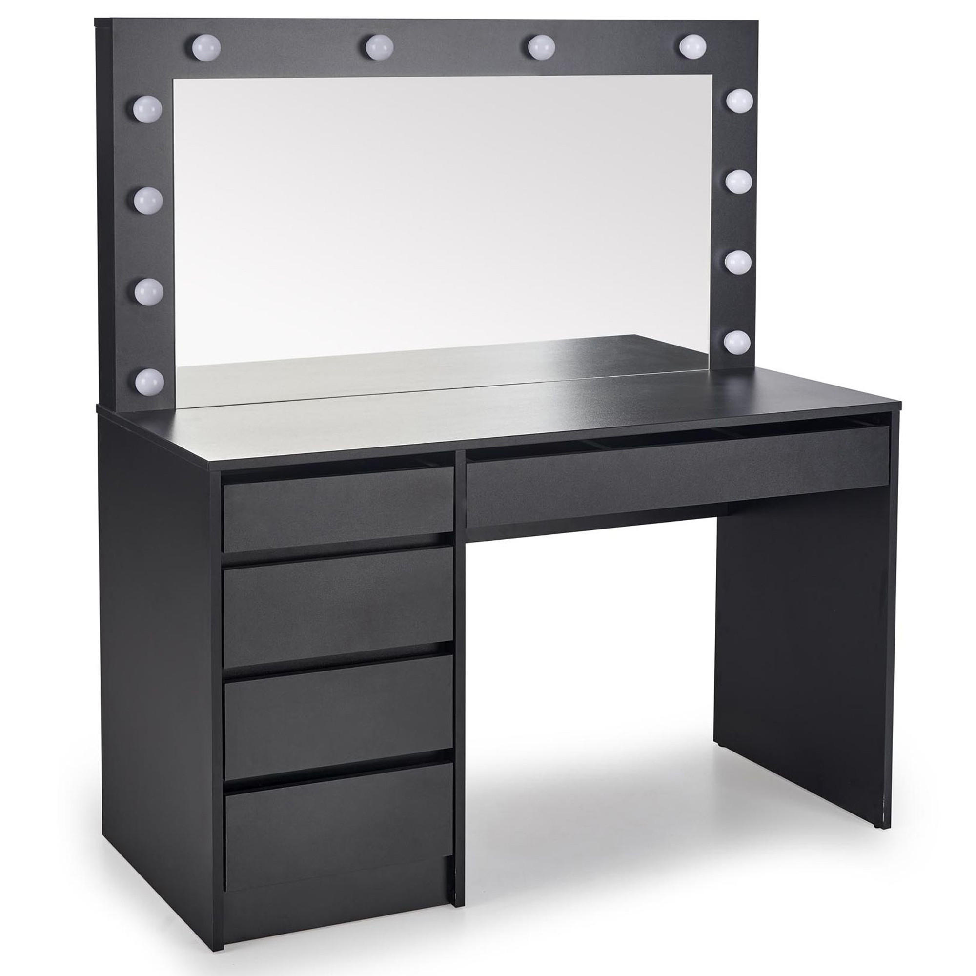 SCHMINKTISCH FABIOSO Groß Schwarz - Schwarz, Glas/Holz (140/120/55cm) - KONSIMO®
