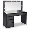 SCHMINKTISCH FABIOSO Groß Schwarz - Schwarz, Glas/Holz (140/120/55cm) - KONSIMO®