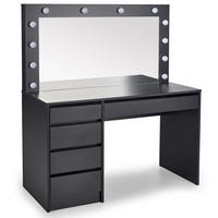 SCHMINKTISCH FABIOSO Groß Schwarz - Schwarz, Glas/Holz (140/120/55cm) - KONSIMO®