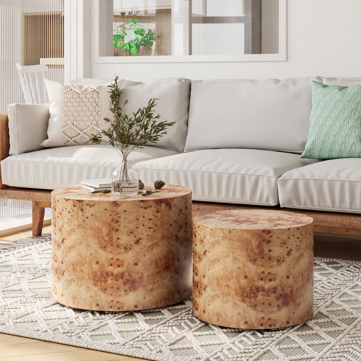 COUCHTISCH-SET Naturfarben 2er-Set 48/48/38 cm - Naturfarben, Holz (48/48/38cm) - PANGIVO