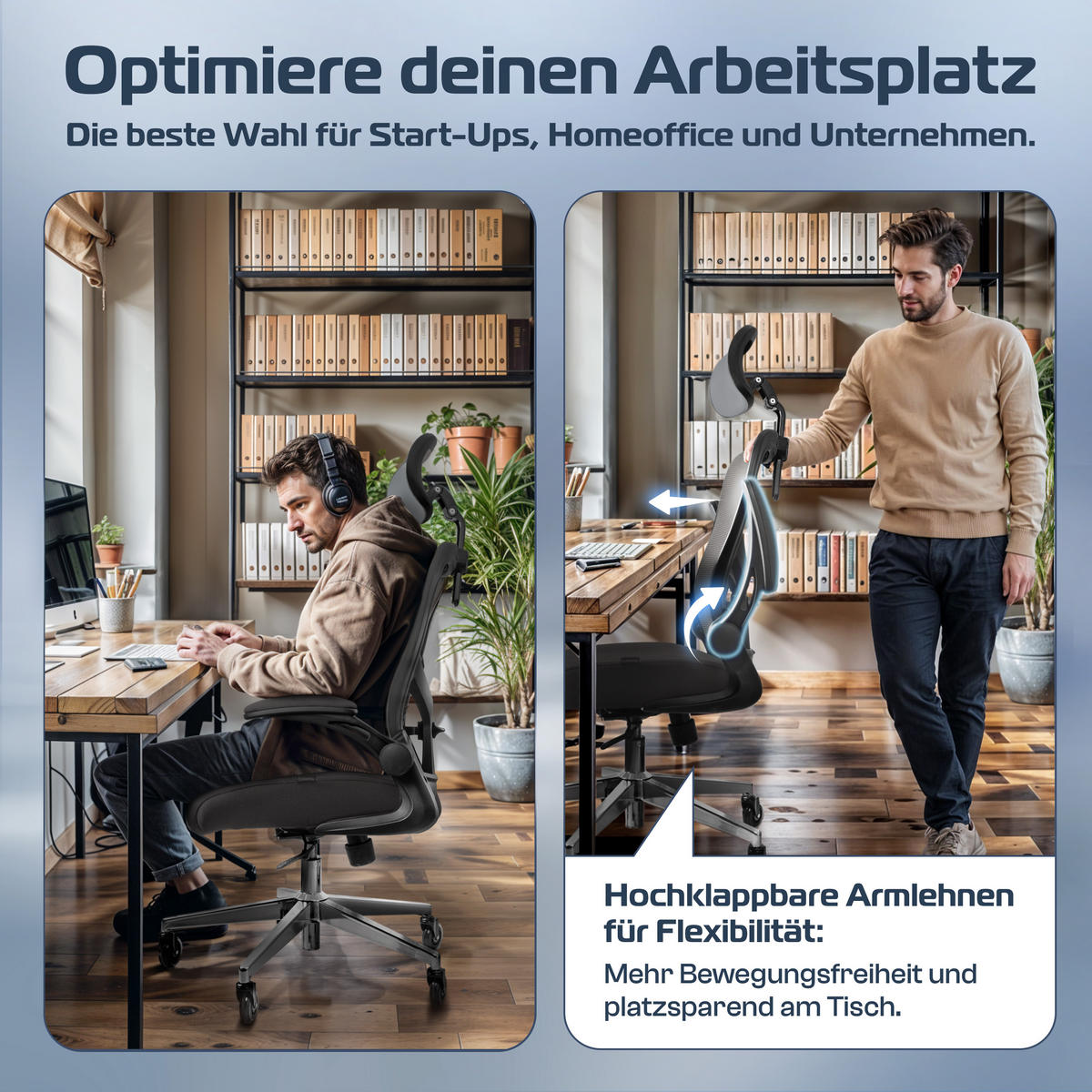 BÜROSTUHL SmartSeat Anthrazit - Anthrazit/Silberfarben, Kunststoff/Textil (70/142/70cm) - Clouvou
