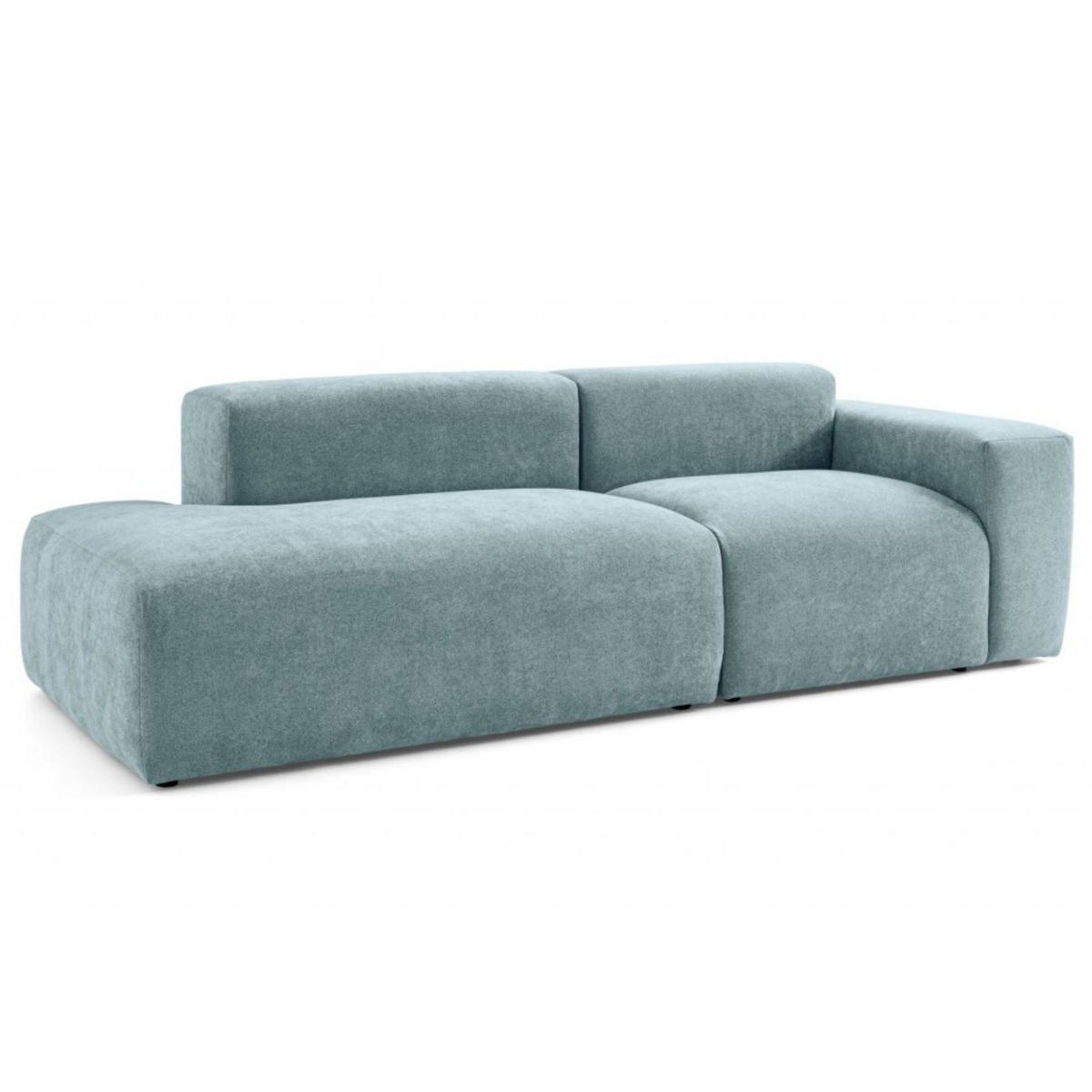 3-SITZER modulares Sofa HEAVEN SET 1 Links, Breite 255 cm Webstoff Blaugrau - Blaugrau/Schwarz, Holz/Kunststoff (255/71/102cm) - Muffo