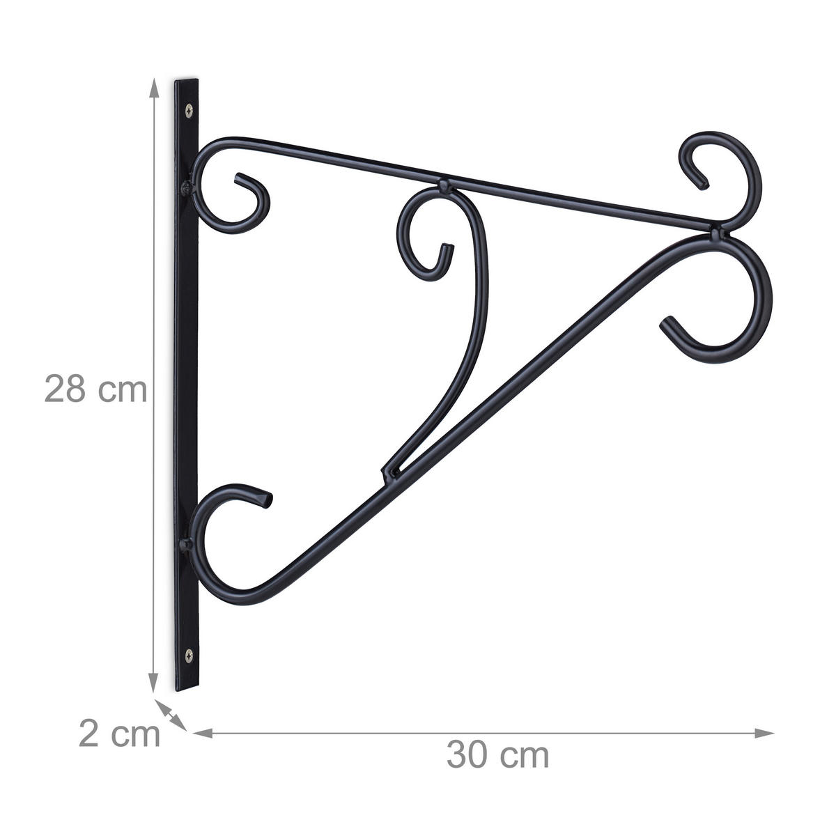 2XBLUMENAMPELHALTERUNG - Schwarz, Metall (30/28/2cm) - Relaxdays