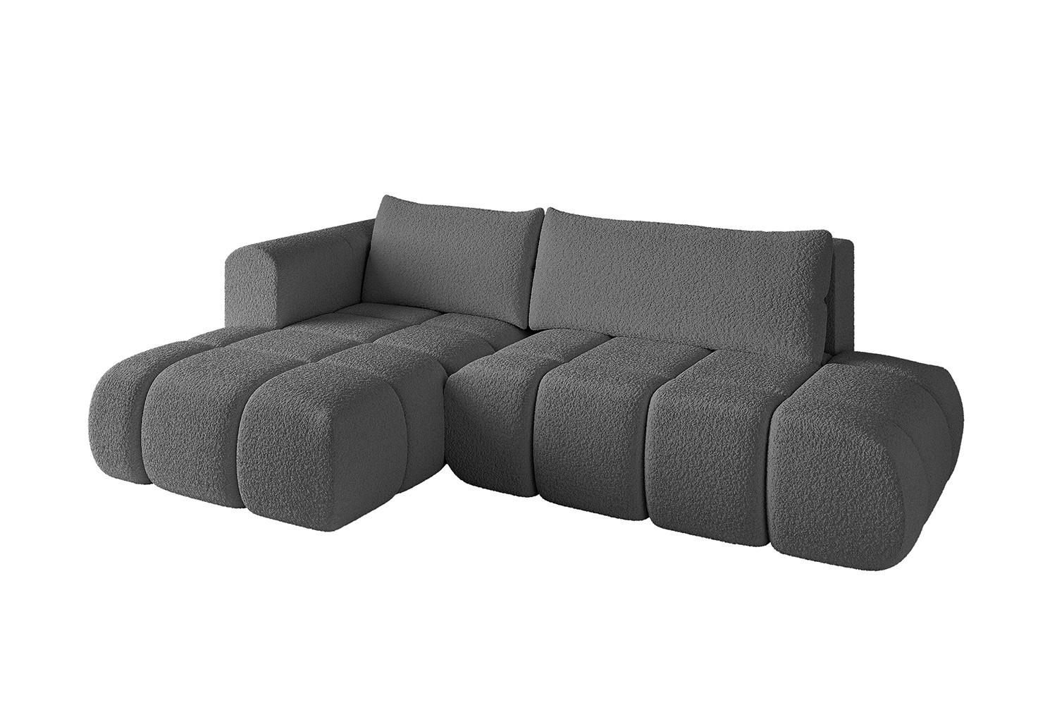 ECKSOFA Ottomane Links CLOUD-L 280x185x90 Grau Bouclé - Grau, Holzwerkstoff/Kunststoff (180/289cm) - ALTDECOR