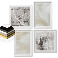WANDBILDER 4er-Set - 50x50 cm & 40x60 cm Weißer Rahmen - Minimalismus der Farbstruktur - Weiß, Kunststoff (50/50cm) - ArtPrintCave