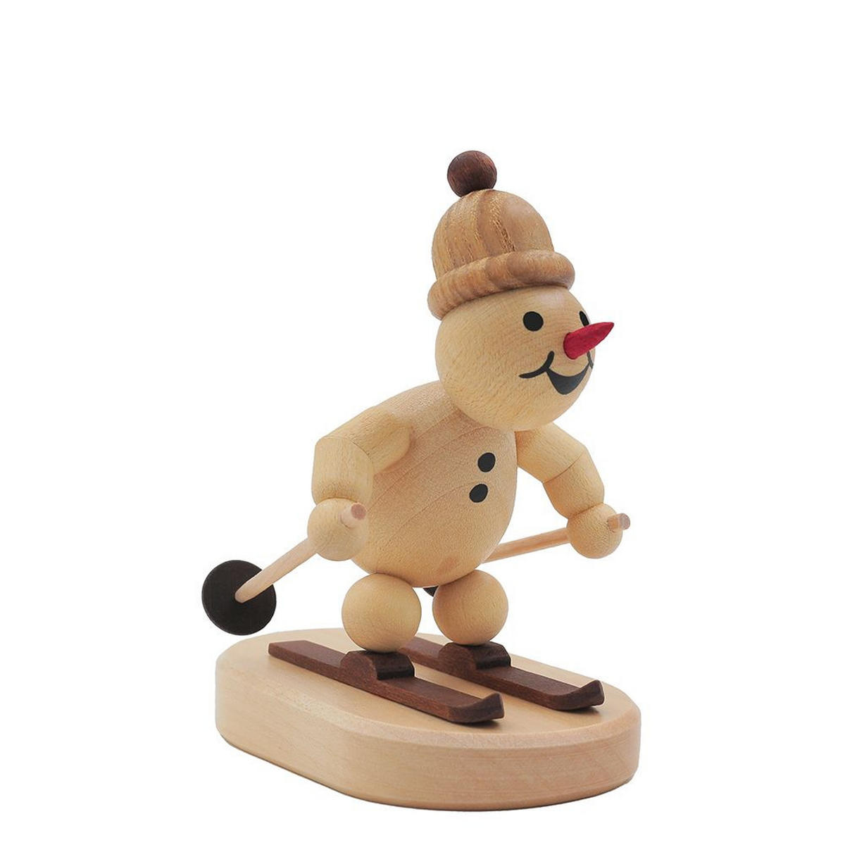 HOLZFIGUR Schneemann Junior Abfahrtsläufer auf Sockel 9 cm - Multicolor, Holz (5/1/0.1cm)