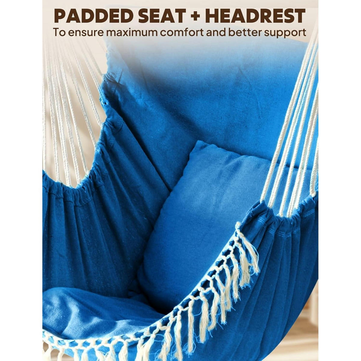 HÄNGESESSEL Königsblau mit 2 Sitzkissen - Blau, Textil (100/1.5/130cm)