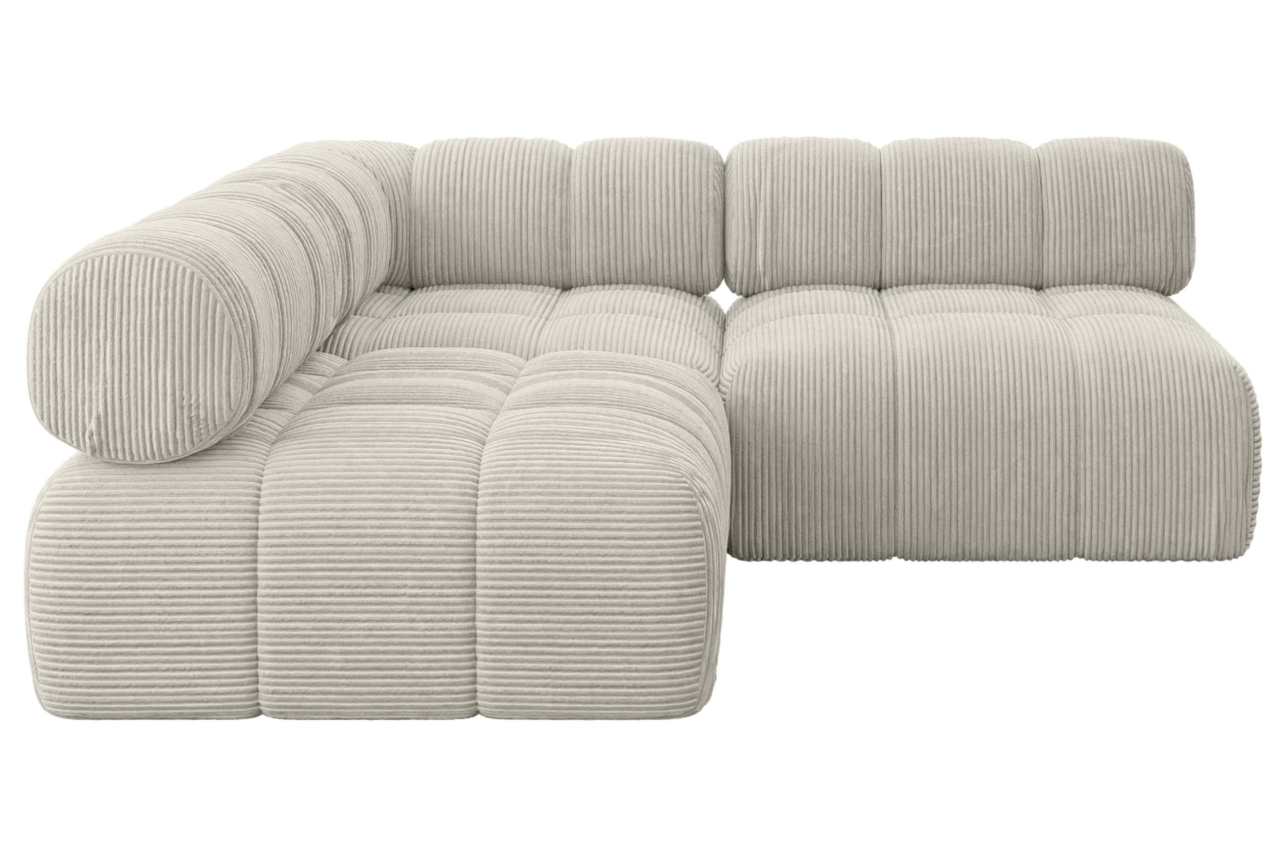 ECKSOFA modulares Sofa Samaro-L1 - 190x190x70 cm Creme Cord - Hellgrau/Creme, Holzwerkstoff/Textil (190/190cm) - ALTDECOR