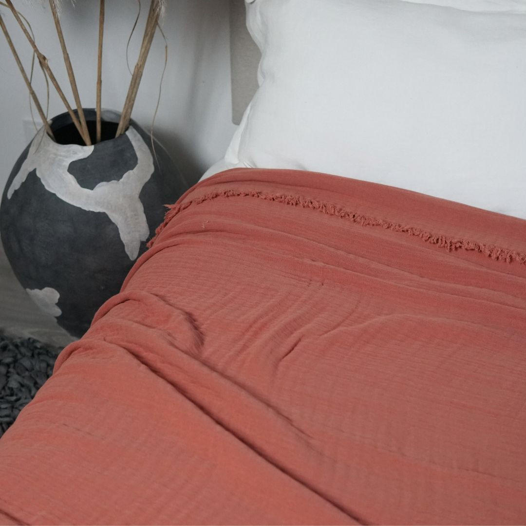 TAGESDECKE JUICY, 260x240cm, Baumwolle, Koralle - Koralle, Textil (260/240cm) - SOWL