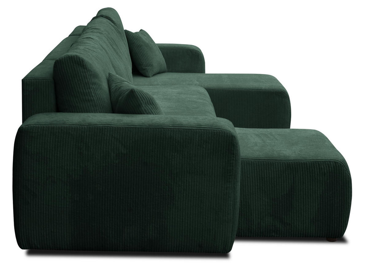 WOHNLANDSCHAFT LUNA U-FORM mit Schlaffunktion und Bettkasten (Grün) - Grün, Textil (312/83/142cm) - VENASI MÖBEL