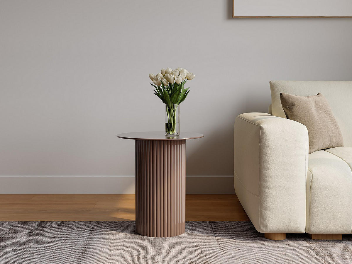 BEISTELLTISCH - 40.5cm x 40.5cm - Metall - beige - SUADA - Beige, Metall (40.5/40.5/46cm) - Vente-Unique