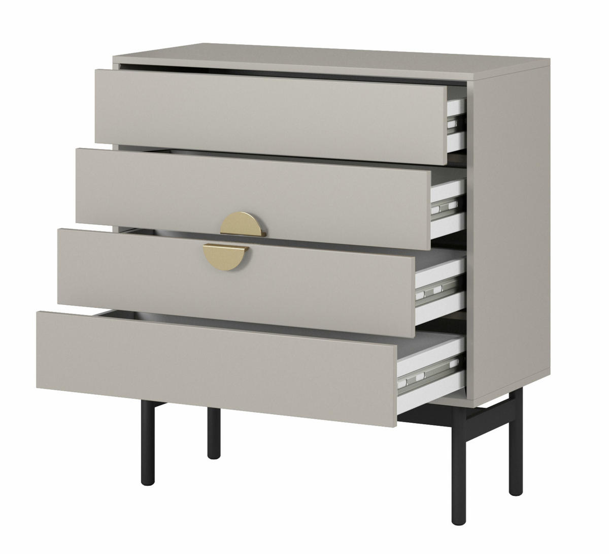 KOMMODE Stoon Grau-Beige 85,5 cm - Greige/Goldfarben, Holzwerkstoff/Metall (85.5/93/38cm) - Selsey