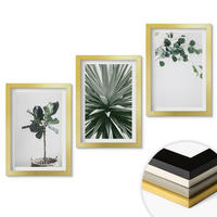 WANDBILDER 3er Set - 20x30 cm Goldrahmen - Minimalismus mit grünen Pflanzen - Goldfarben, Kunststoff (20/30cm) - ArtPrintCave