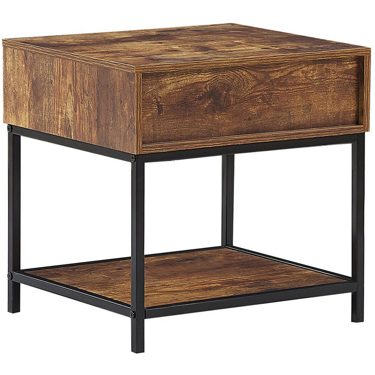 BEISTELLTISCH dunkler Holzfarbton/schwarz rechteckig 45/40cm Berkley - Dunkelbraun/Schwarz, Holzwerkstoff (39/45/45cm) - Beliani