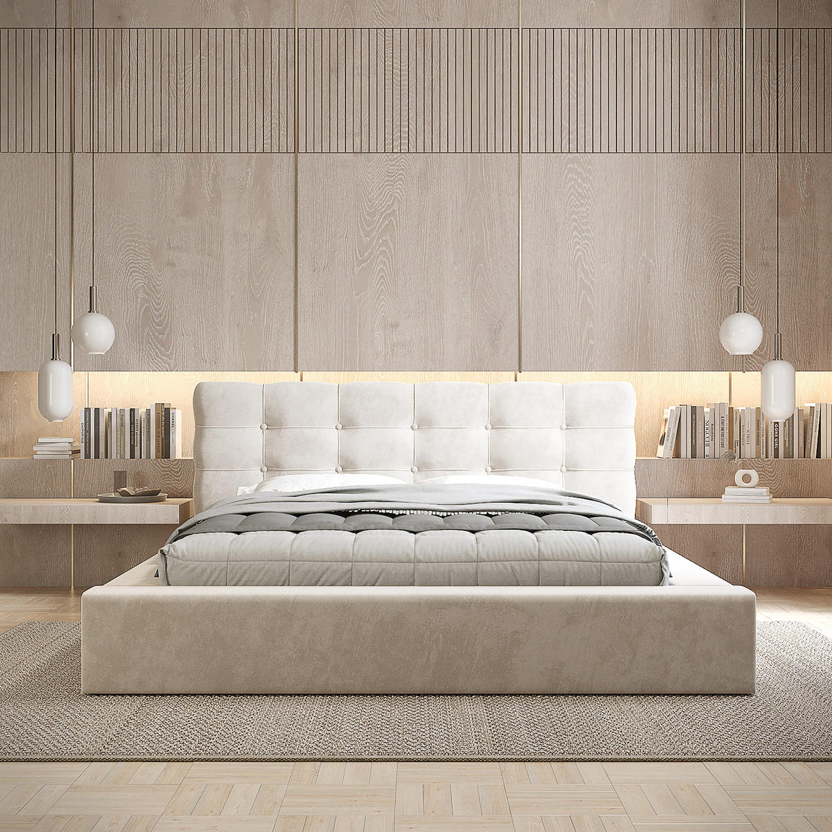 POLSTERBETT aus Velvet Gretta 180x200 cm, Beige - Beige, Textil (180/200cm) - Fedve