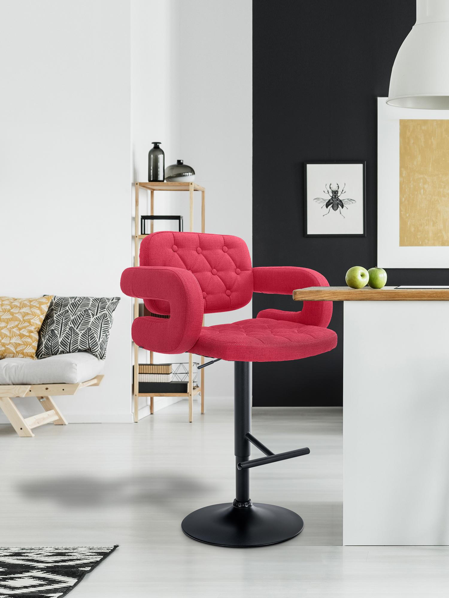 BARHOCKER Stoff rot - Rot/Schwarz, Textil/Metall (62/103/55cm) - CLP