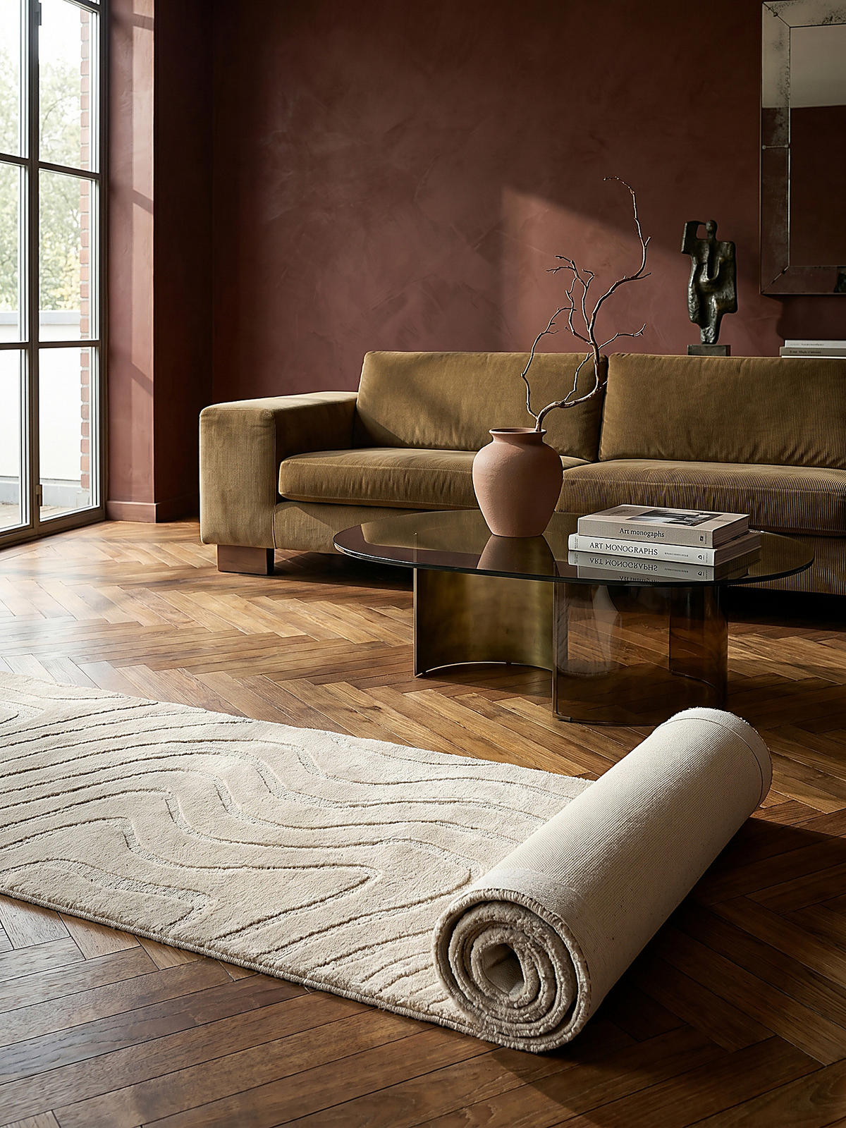 WOLLTEPPICH LEVEN, abstrakt, Beige, 60 x 230 cm - Beige, Textil (60/230cm) - KADIMA DESIGN