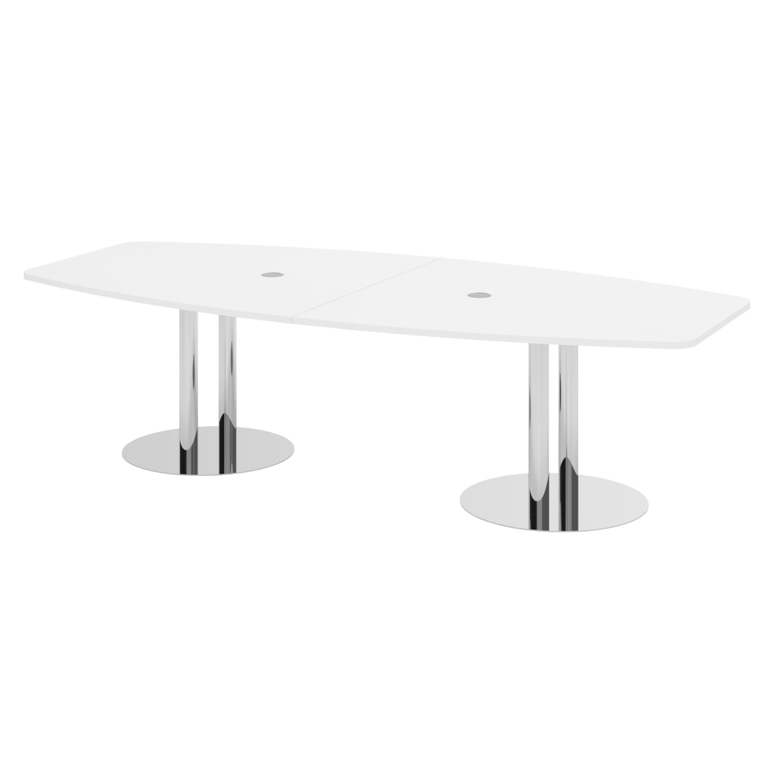 KONFERENZTISCH mittel KT28 130/280/74,5 cm in Weiß/Chromsäulen - Chromfarben/Weiß, Holzwerkstoff (130/280/74.5cm) - bümö