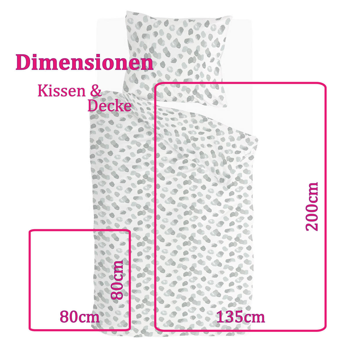 BETTWÄSCHE Byrklund 2-teilig 135x200/80x80cm Spotty Animal Green - Weiß, Naturmaterialien (135/200cm)