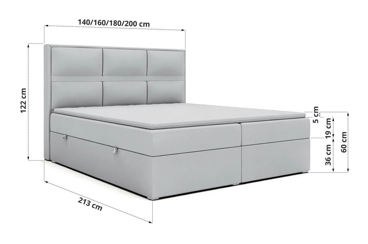 POSTEL BOXSPRING ORVO 160/200 - Béžová Samet - Topper Visco - H3 - černá/béžová, textil/plast (160/200cm) - MKS