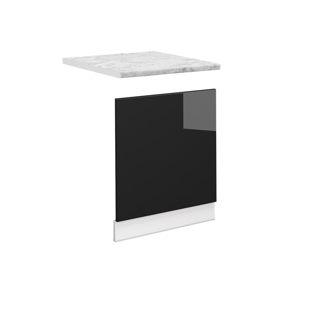 FRONTBLENDE Fame-Line Schwarz Eiche hochglanz 60 cm, AP Marmor - Schwarz Hochglanz/Schwarz, Holzwerkstoff (60/67.4/1.6cm) - Vicco
