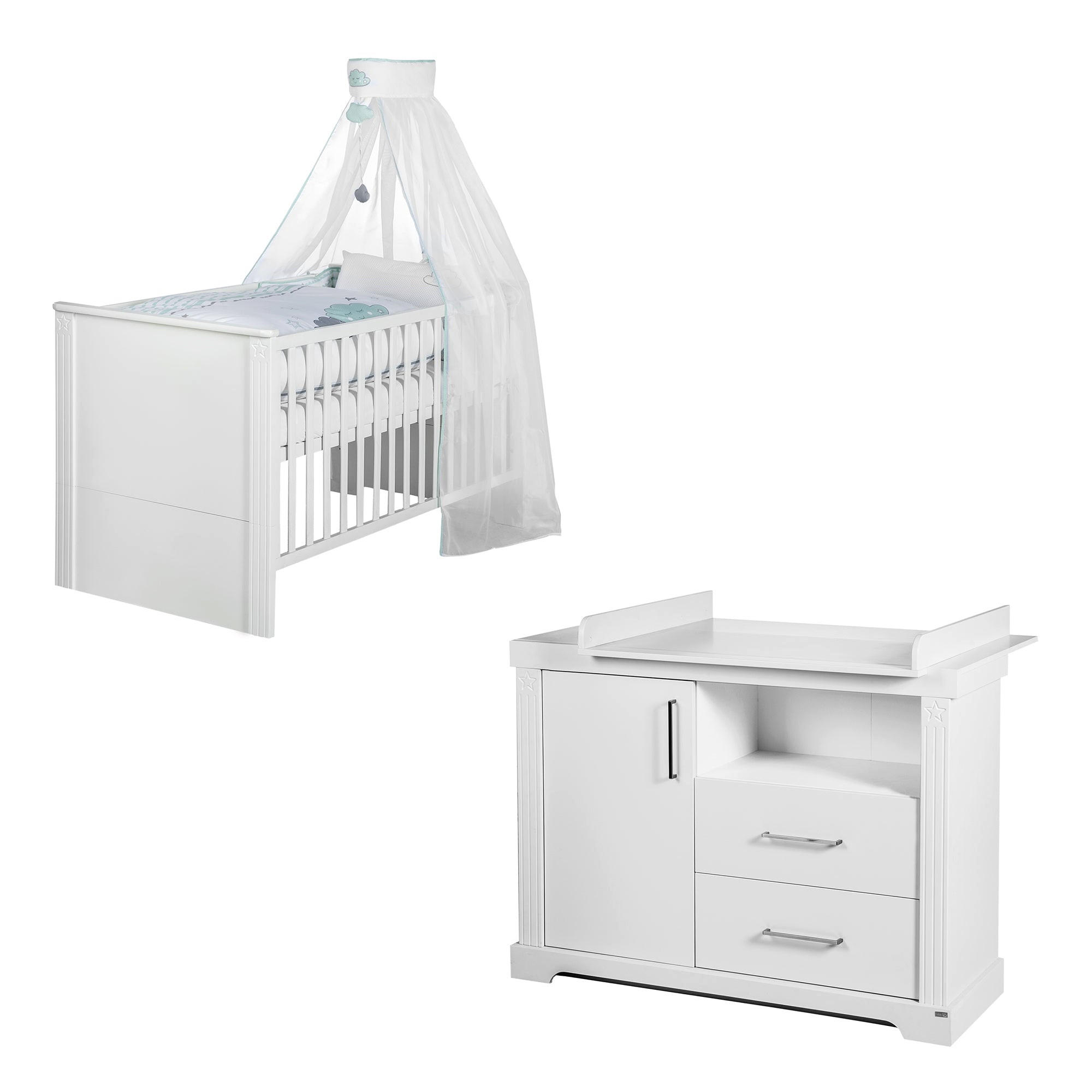 BABYZIMMER-SET Maxi 2-teilig - Weiß, Holzwerkstoff (78/83/143cm) - Roba