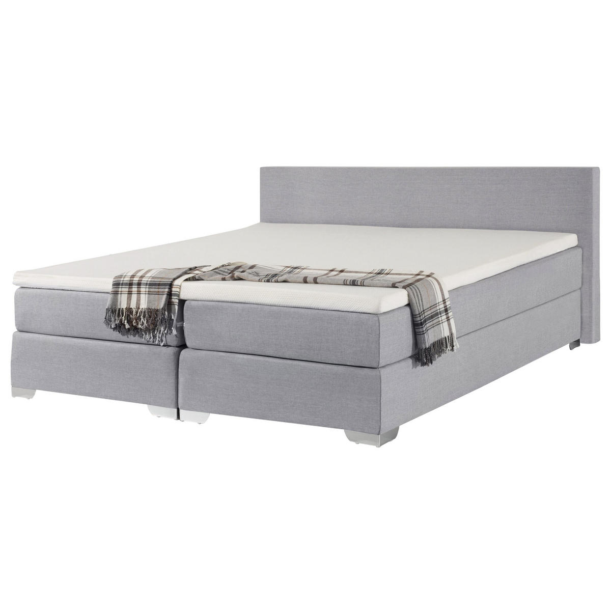 BOXSPRINGBETT 180/200cm Hellgrau President - Hellgrau, Textil (180/200cm) - Beliani